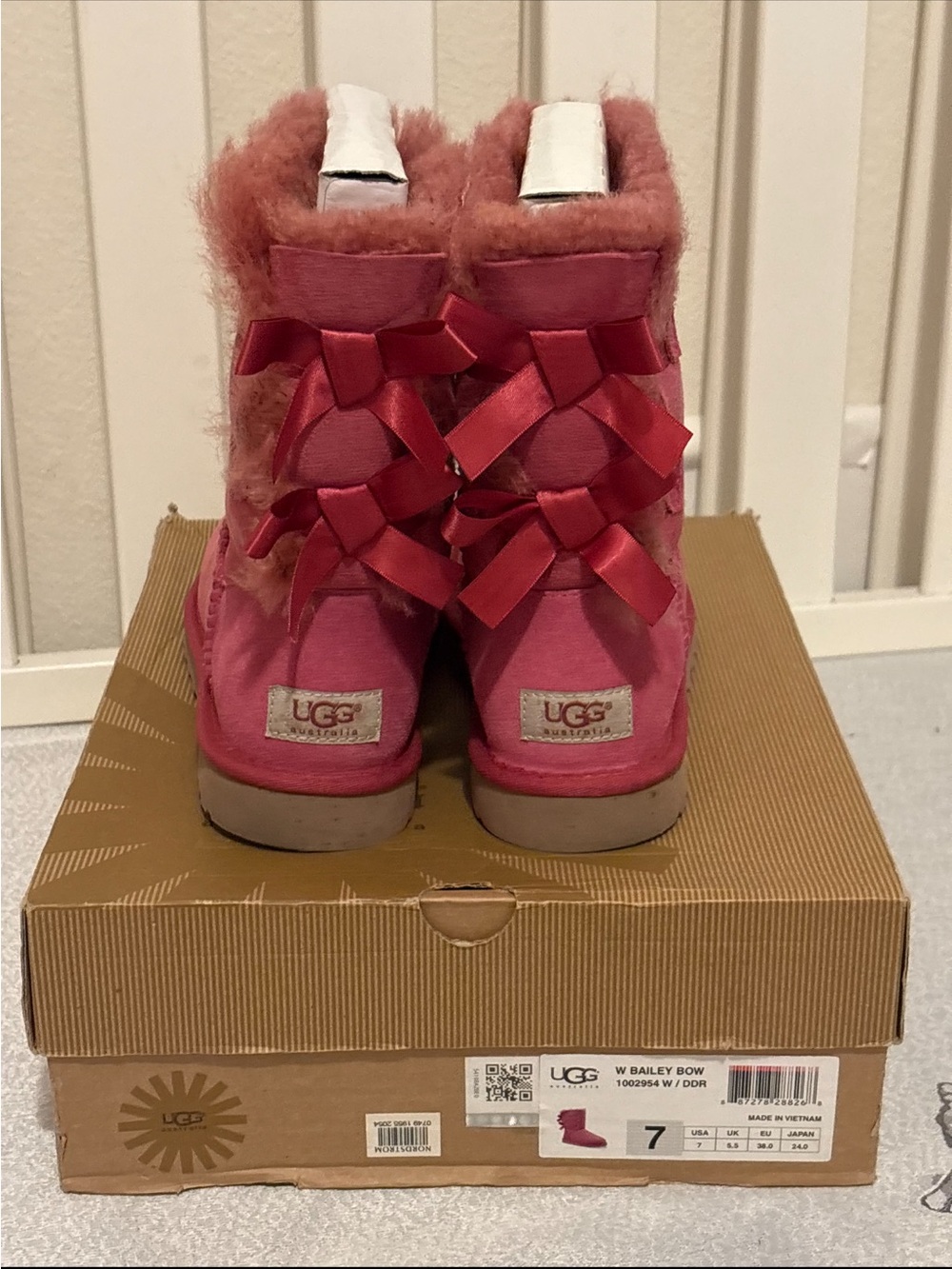 UGG Adults Bailey Bow Boot in Bright Pink with Satin Bows